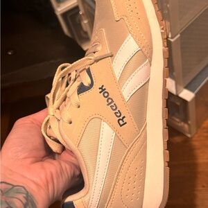 Reebok Beige and White Retro Runner Sneakers
